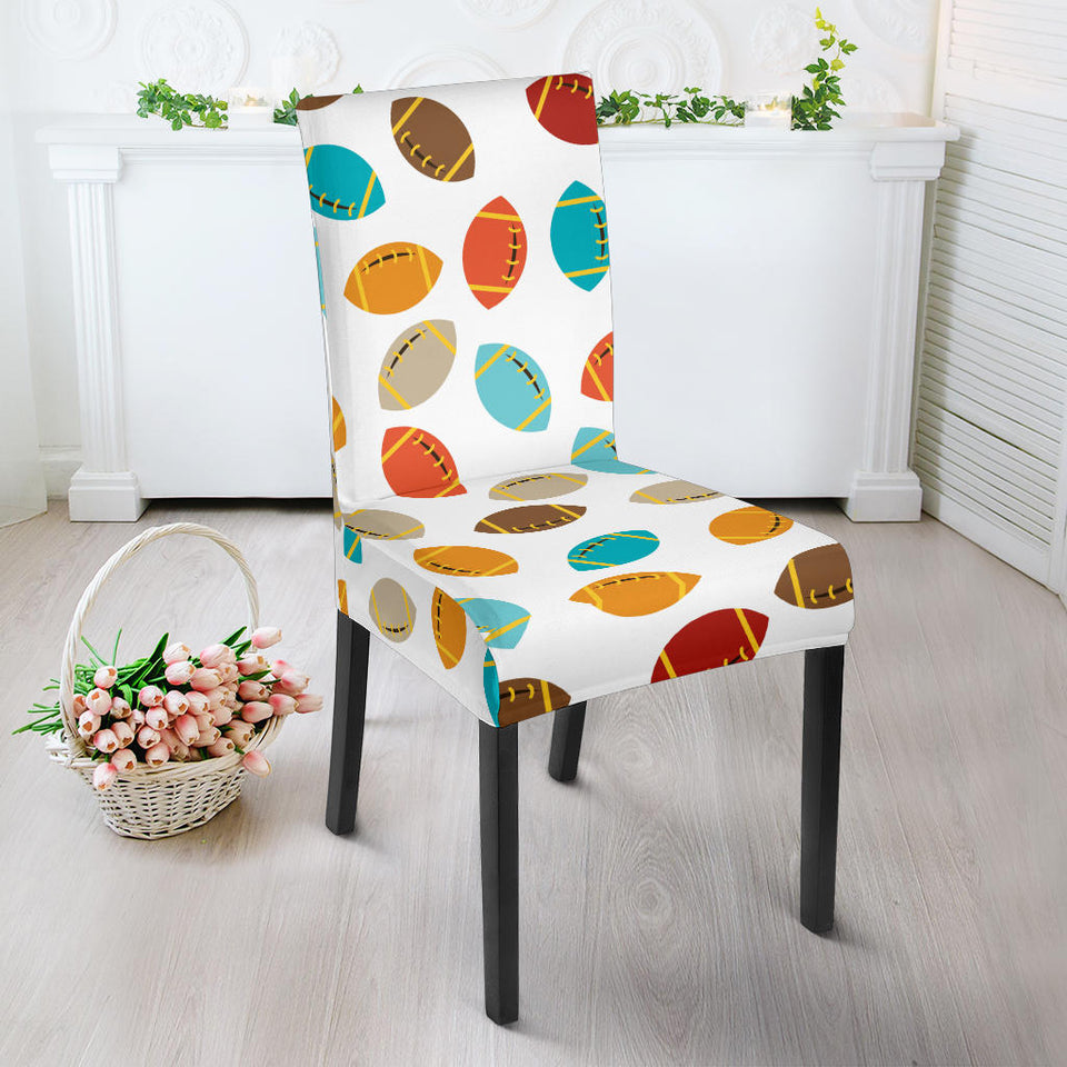 Colorful American Football Ball Pattern Dining Chair Slipcover