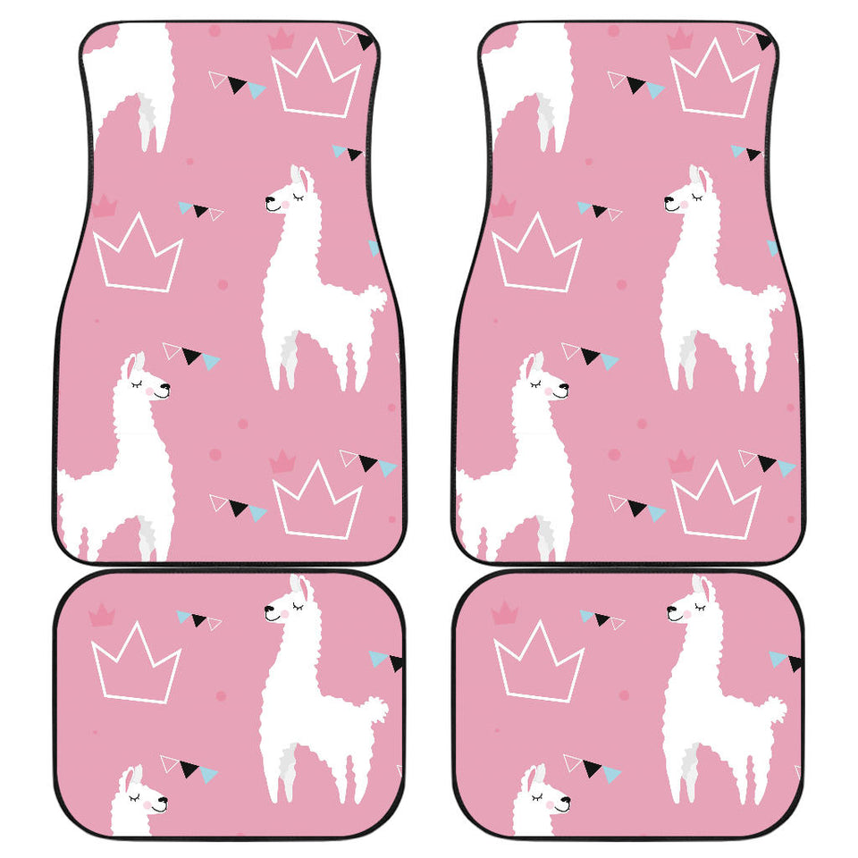 Llama Alpaca Pink Background Front And Back Car Mats