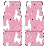 Llama Alpaca Pink Background Front And Back Car Mats