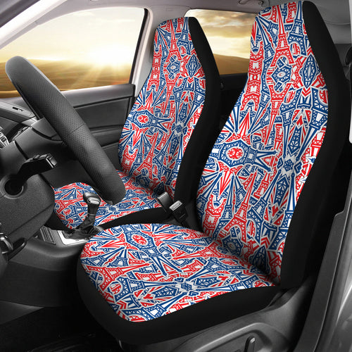 Eiffel Tower Pattern Print Design 02 Universal Fit Car Seat Covers