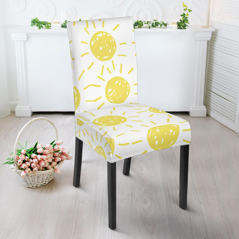 Hand Drawn Sun Pattern Dining Chair Slipcover