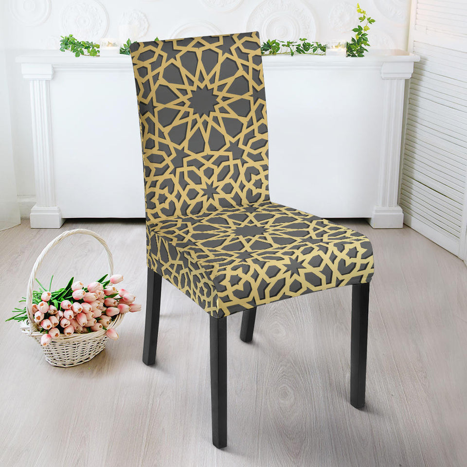 Arabic Star Gold Pattern Dining Chair Slipcover