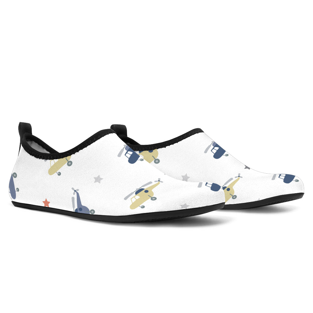 Cute Helicopter Star Pattern Aqua Shoes