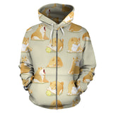 Cute Fat Shiba Inu Dog Pattern Zip Up Hoodie