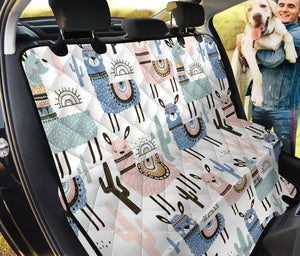 Lama Alpaca Cactus Hand Drawn Pattern Dog Car Seat Covers