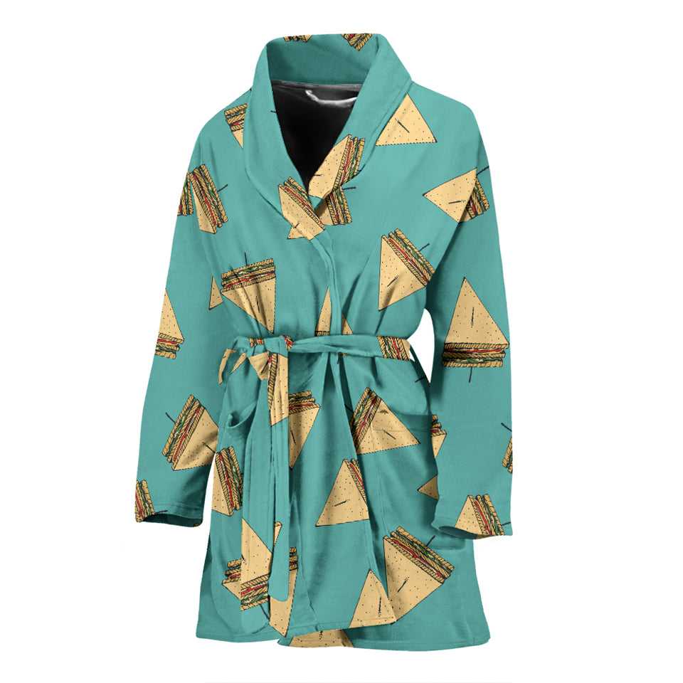 Sandwich Pattern Print Design 03 Women's Bathrobe