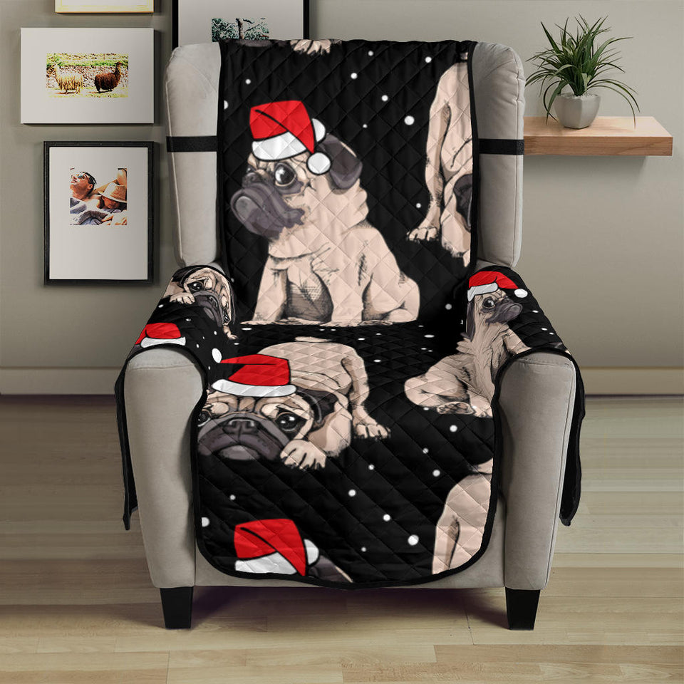 Christmas Pugs Santa_s red cap pattern Chair Cover Protector