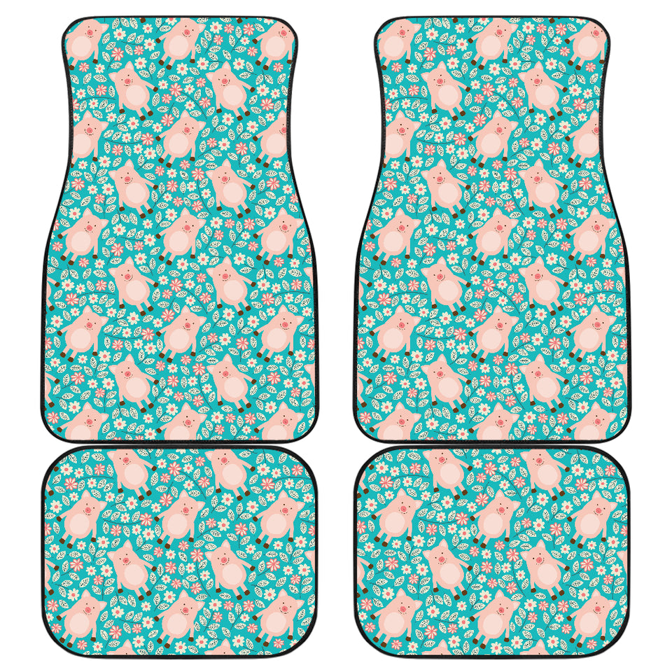 Pig Pattern Print Design 01 Front and Back Car Mats