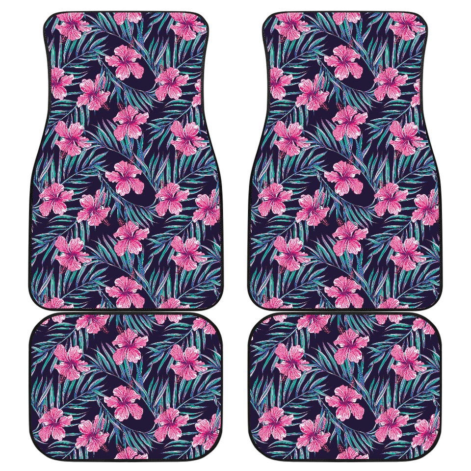 Hibiscus Pattern Print Design 05 Front and Back Car Mats