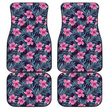 Hibiscus Pattern Print Design 05 Front and Back Car Mats