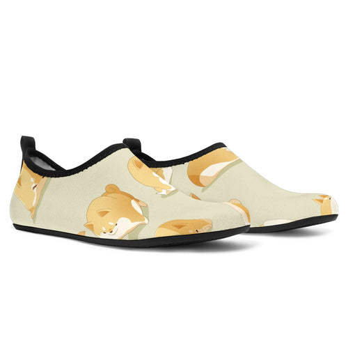 Cute Fat Shiba Inu Dog Pattern Aqua Shoes