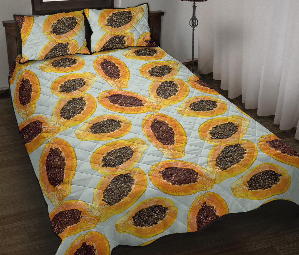 Watercolor papaya pattern Quilt Bed Set