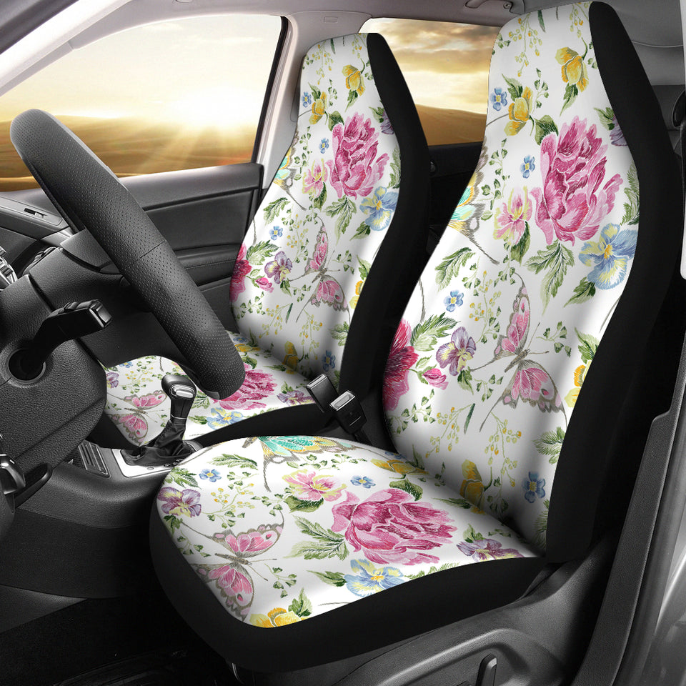 Hand Drawn Butterfly Rose  Universal Fit Car Seat Covers