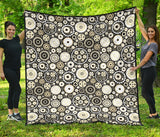 Gear Pattern Print Design 02 Premium Quilt