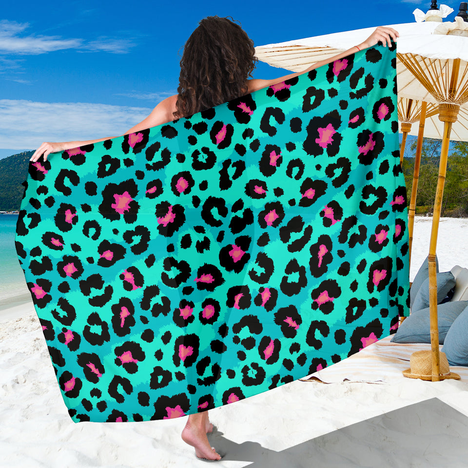 Green Leopard Skin Print Pattern Sarong