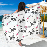Hand Drawn Faces Of Pandas Pattern Sarong