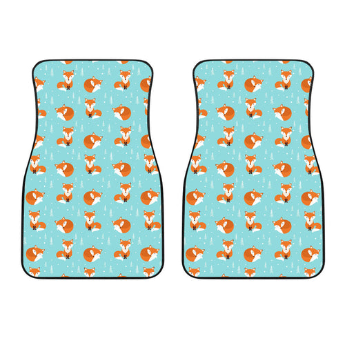 Fox Pattern Blue B Ackground Front Car Mats