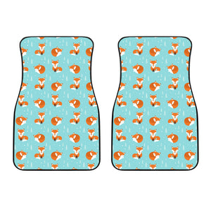 Fox Pattern Blue B Ackground Front Car Mats