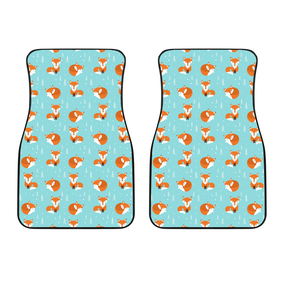 Fox Pattern Blue B Ackground Front Car Mats
