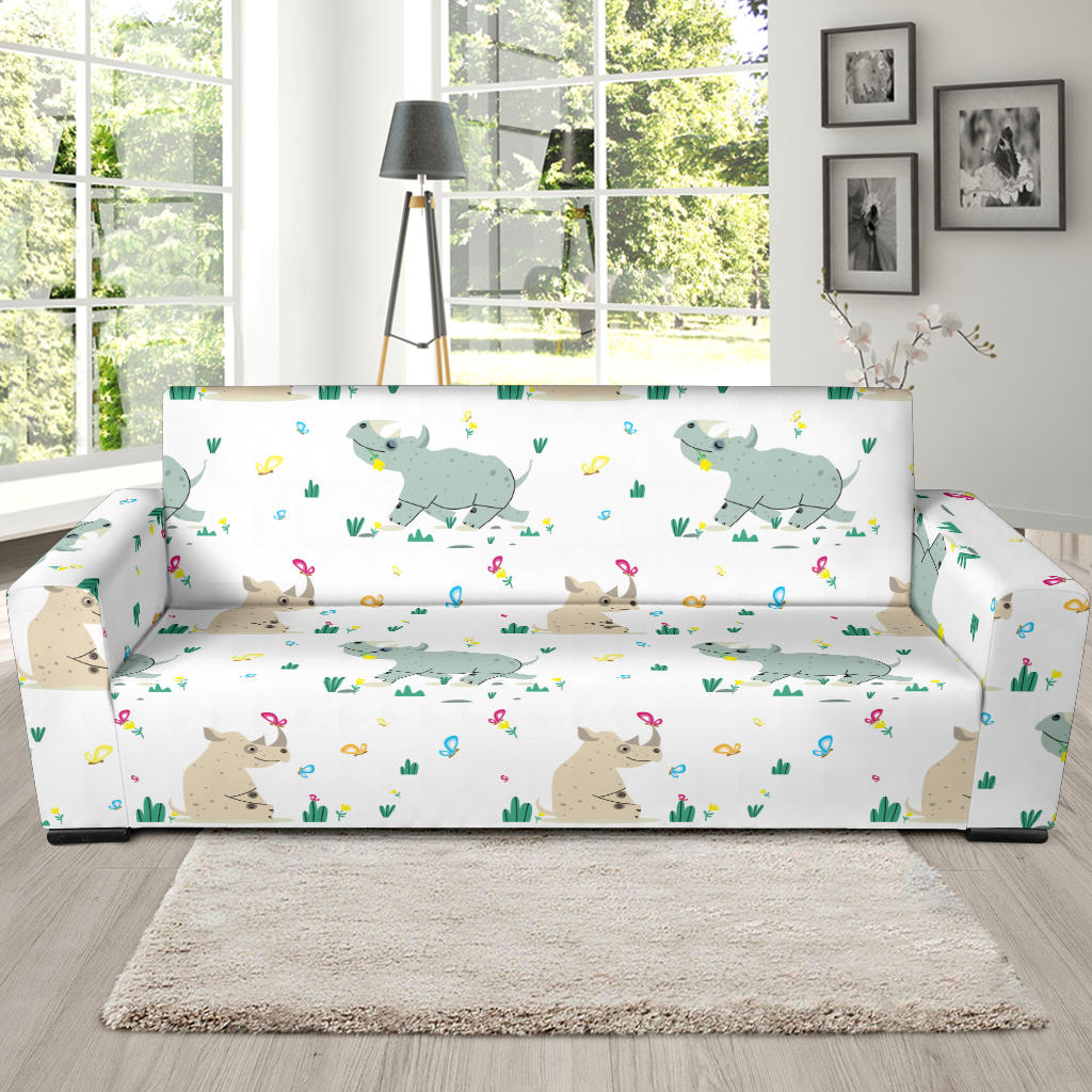 Cute Rhino Pattern Sofa Slipcover