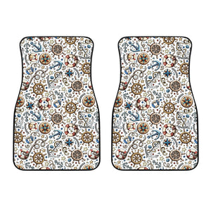 Cute Nautical Steering Wheel Anchor Pattern Front Car Mats