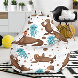 Sea Lion Seals Jellyfish Pattern Bean Bag Cover
