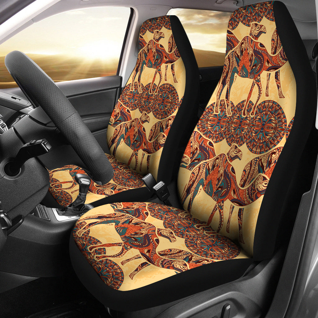 Camel Polynesian Tribal Design Pattern Universal Fit Car Seat Covers