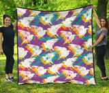 Colorful Crow Illustration Pattern Premium Quilt