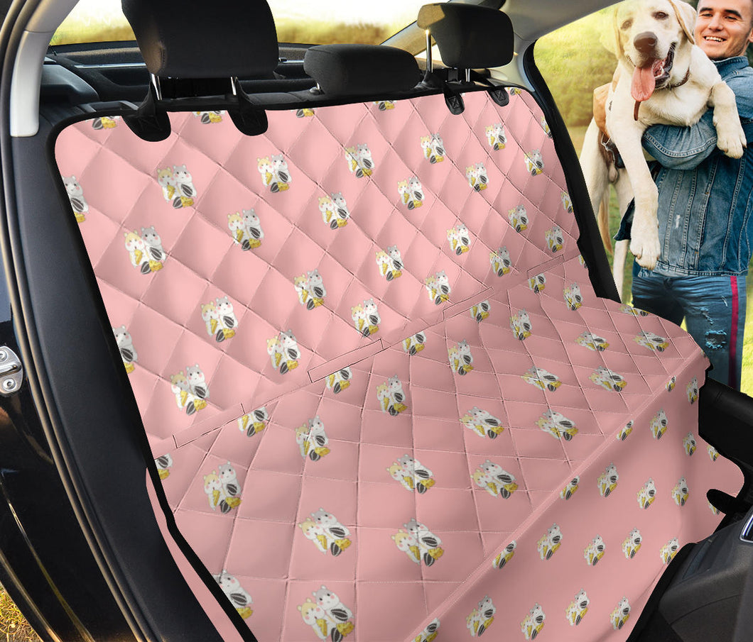 Cute Hamster Cheese Pattern Pink Background Dog Car Seat Covers
