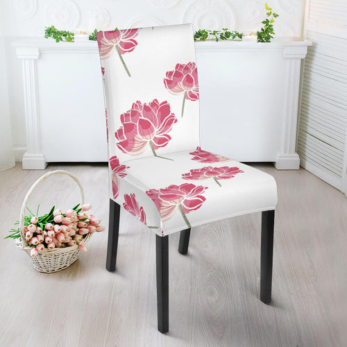 Pink Lotus Waterlily Pattern Dining Chair Slipcover