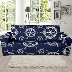 Nautical Steering Wheel Design Pattern Sofa Slipcover