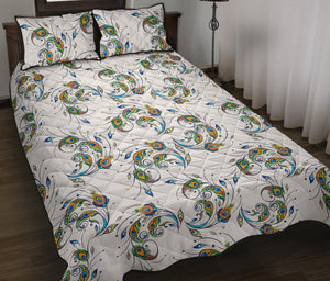 Peacock feather pattern Quilt Bed Set
