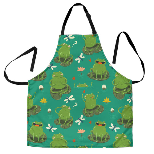 Cute Frog Dragonfly Design Pattern Adjustable Apron