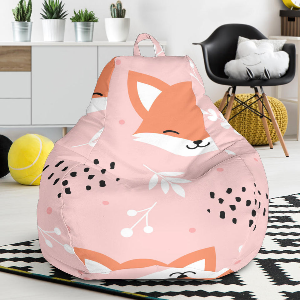 Cute Fox Pattern Pink Background Bean Bag Cover