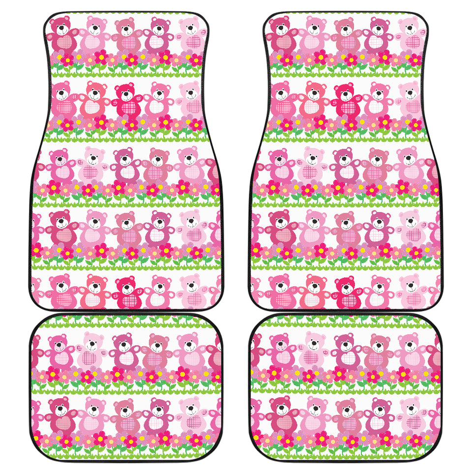 Teddy Bear Pattern Print Design 04 Front and Back Car Mats