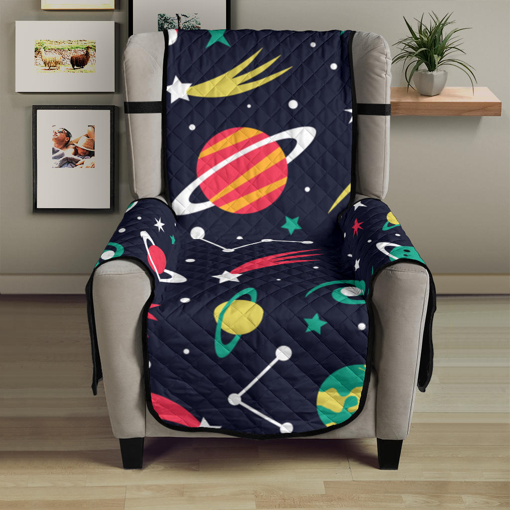 colorful space pattern planet star Chair Cover Protector