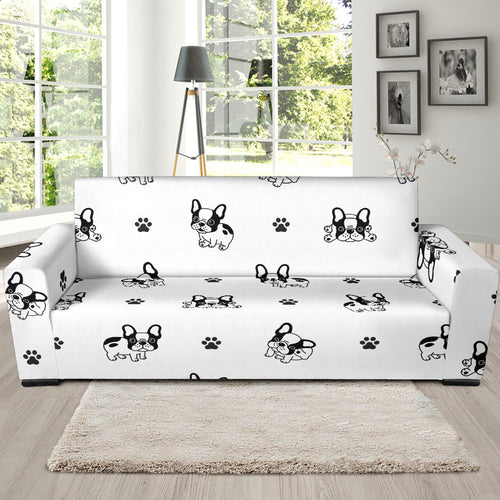 Cute French Bulldog Paw Pattern Sofa Slipcover