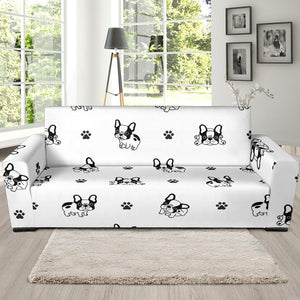Cute French Bulldog Paw Pattern Sofa Slipcover
