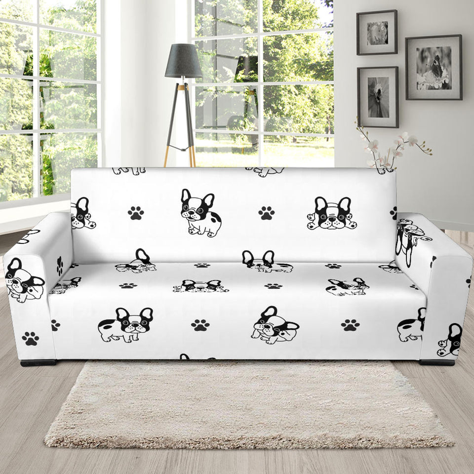 Cute French Bulldog Paw Pattern Sofa Slipcover