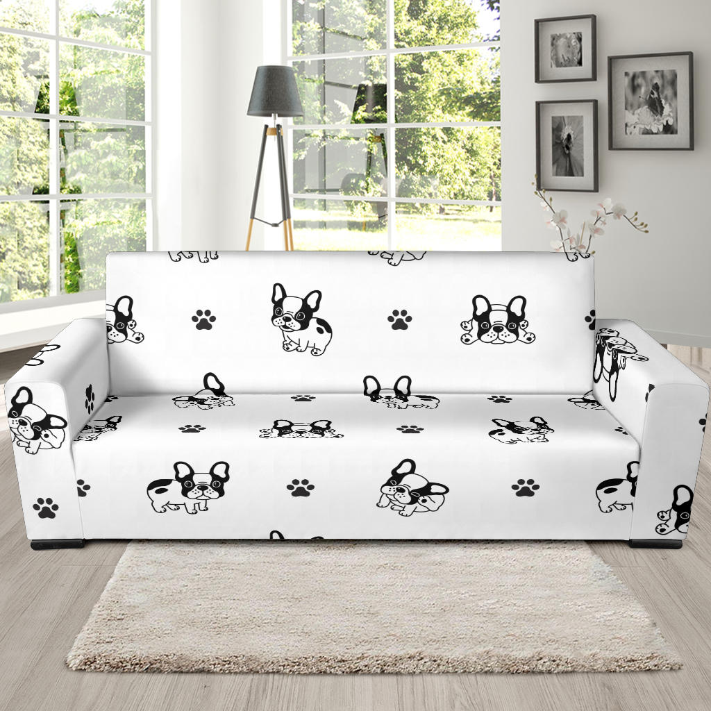 Cute French Bulldog Paw Pattern Sofa Slipcover