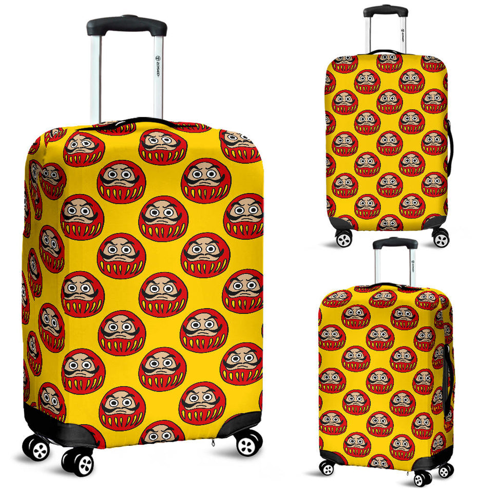 Daruma Japanese Wooden Doll Yellow Background Luggage Covers