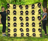 Cute Ninja Yellow Background Premium Quilt