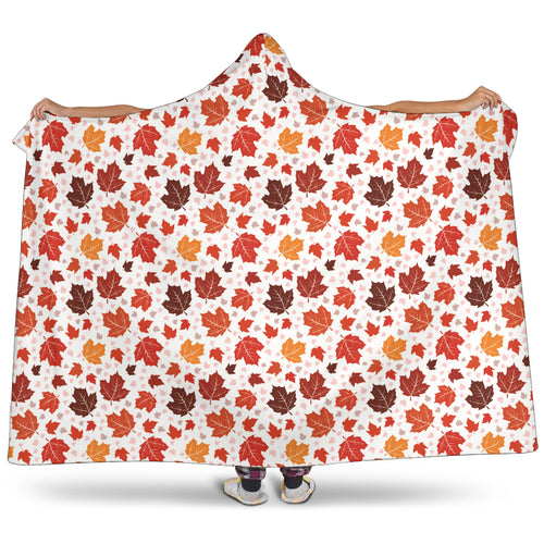 Colorful Maple Leaf Pattern Hooded Blanket