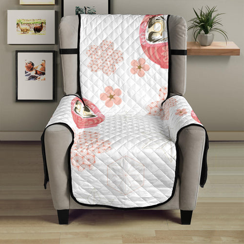 Daruma japanese wooden doll cherry blossom flower pattern Chair Cover Protector