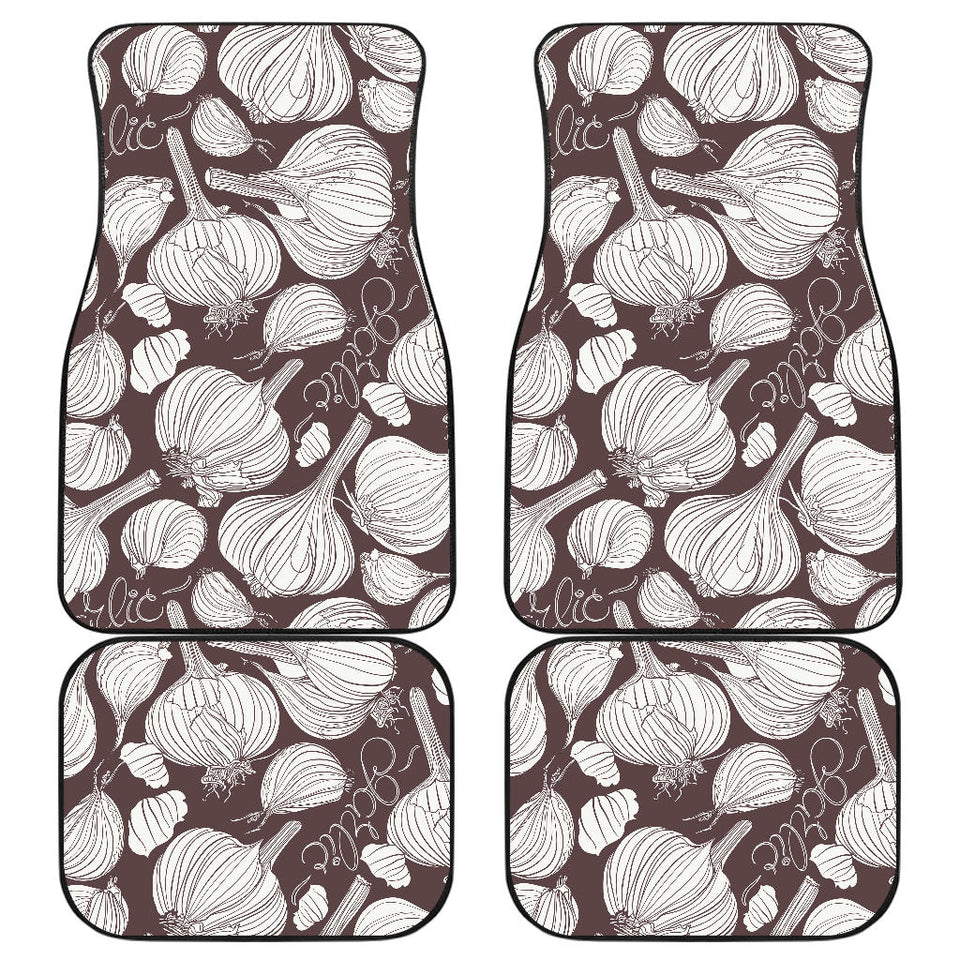 Garlic Bulb Dark Background Front And Back Car Mats