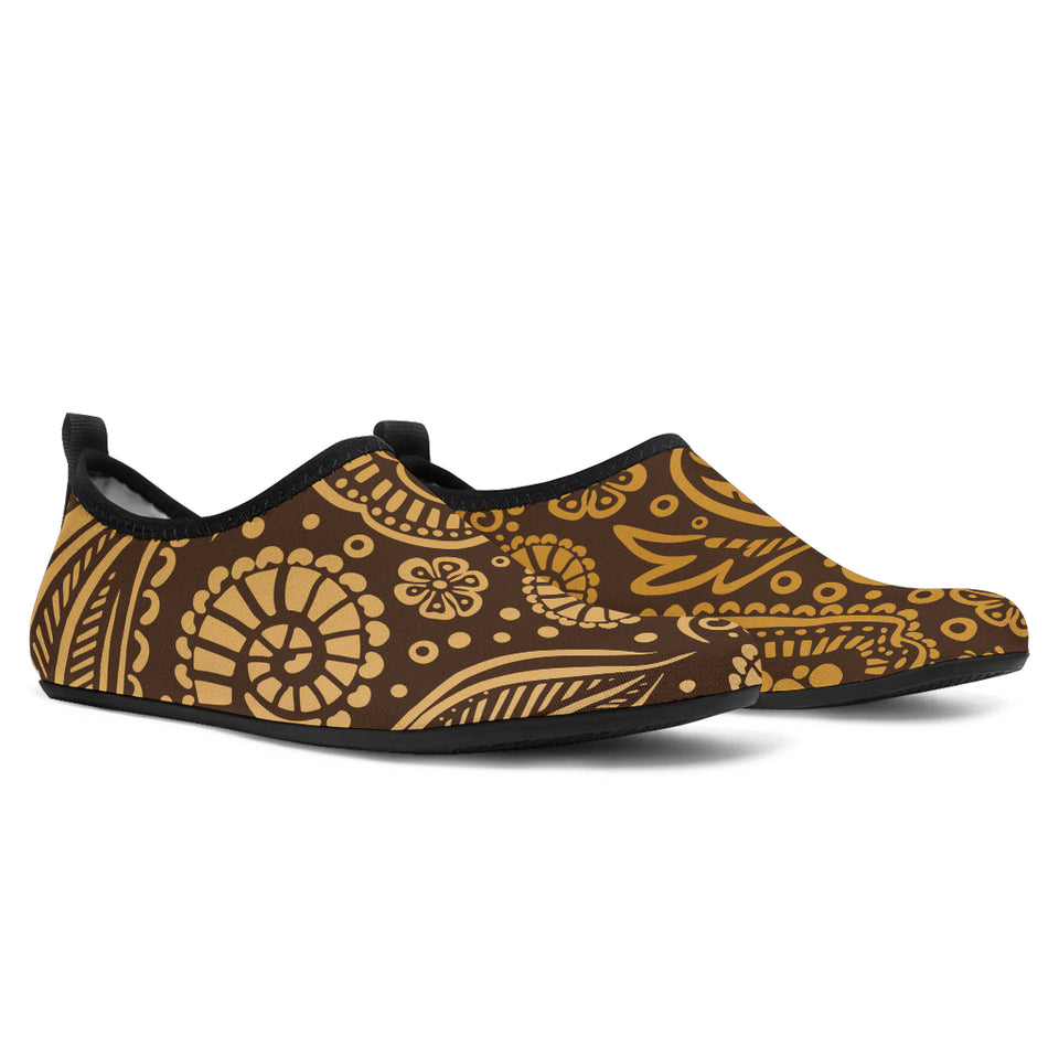 Cocoa Beans Tribal Polynesian Pattern Background Aqua Shoes