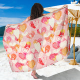 Hand Drawn Heart Design Pattern Sarong