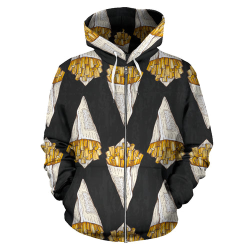 French Fries Dark Background Zip Up Hoodie