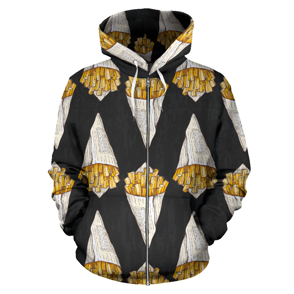 French Fries Dark Background Zip Up Hoodie