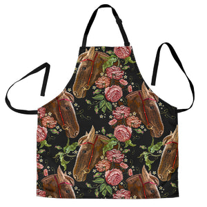 Horse Head Wild Roses Pattern Adjustable Apron